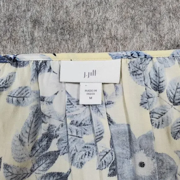 J. Jill Top Womens Medium Popover Floral Wide Sleeve Tunic V-Neck Tassel Tie - Picture 3 of 11
